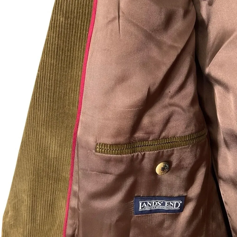 Lands' End Corduroy‎ Notch Lapel Two-Button 100% Cotton Blazer Tan Size 43L